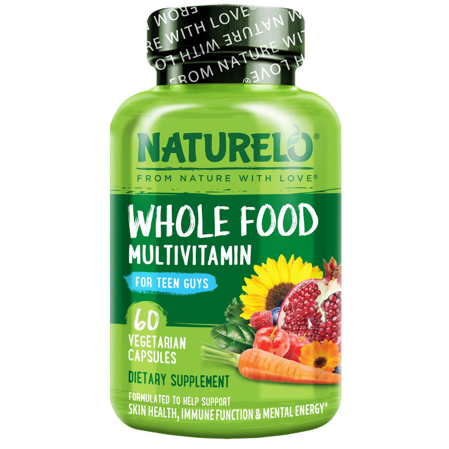 Whole Food Multivitamin for Teenage Boys - Vitamins and Minerals Supplement for Active Kids - with Plant Extracts - Non-GMO - Vegan & Vegetarian - 60 Capsules