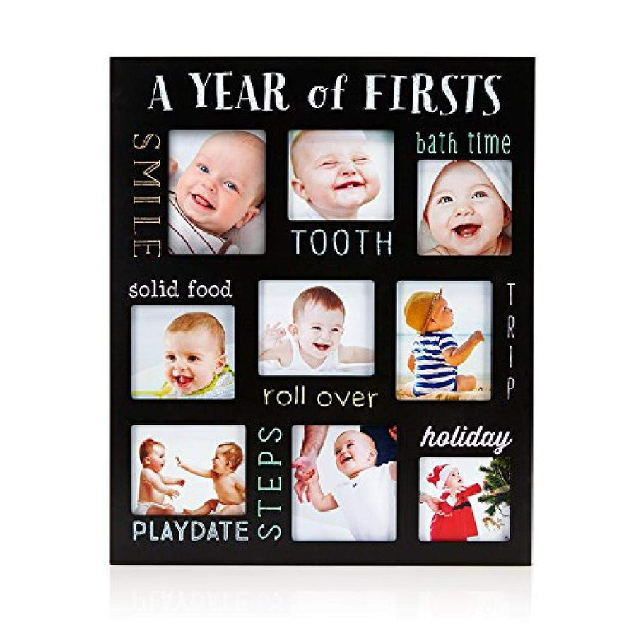 Baby's Firsts Keepsake Picture Frame, Display Photos of Your Favorite Moments from Baby's First Tooth to Baby’s First Trip, Black