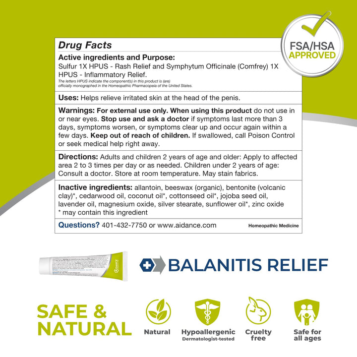 Balanitis Relief – Balanitis Treatment for Men, Natural Soothing Foreskin Ointment for Relief from Balanitis Symptoms: Irritation,Itch, and Inflammation. Dermatologist Tested (.5oz)