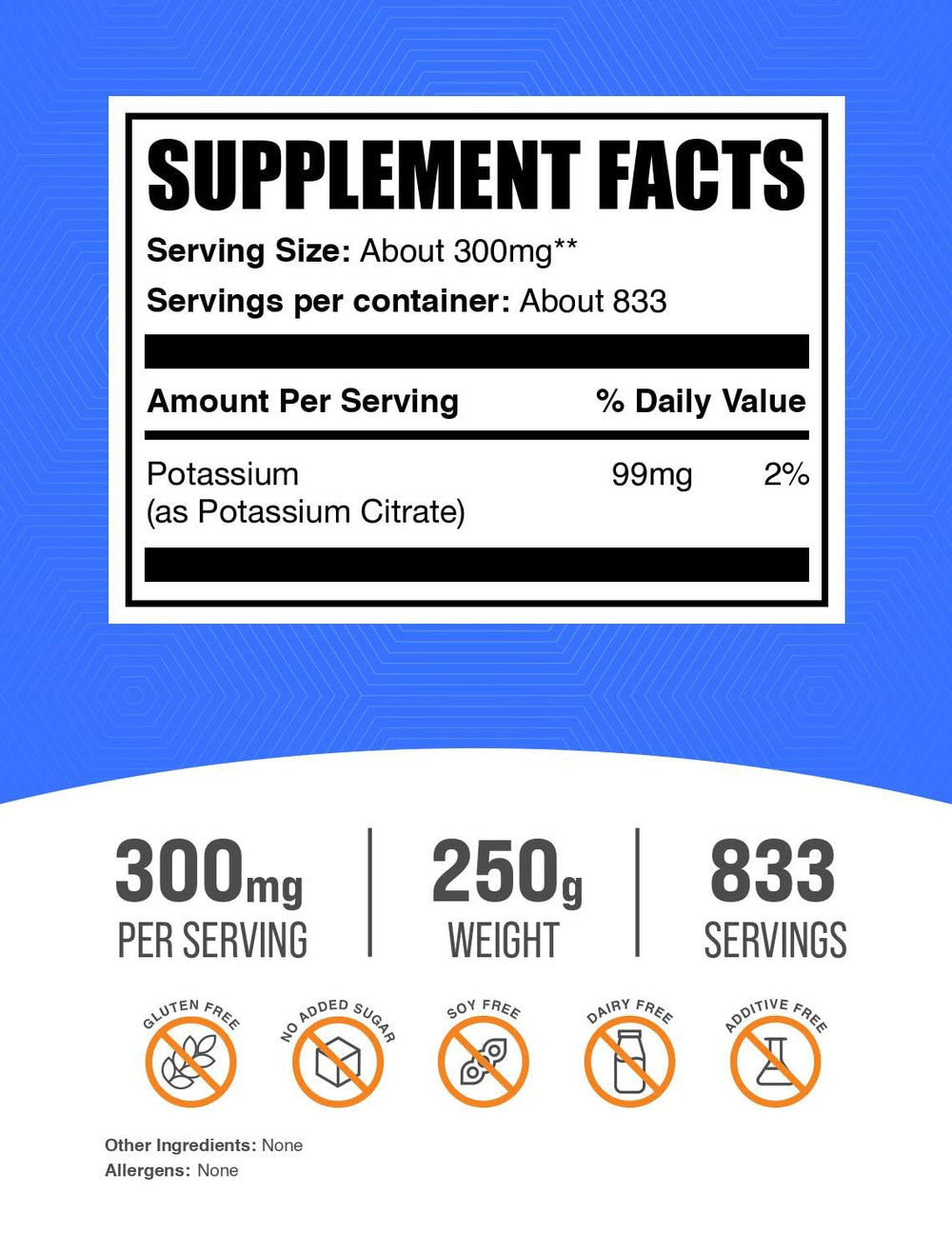.com Potassium Citrate Powder - Potassium Citrate Supplement, Potassium Powder, Potassium 99mg - Gluten Free, 300mg per Serving, 250g (8.8 oz) (Pack of 1)