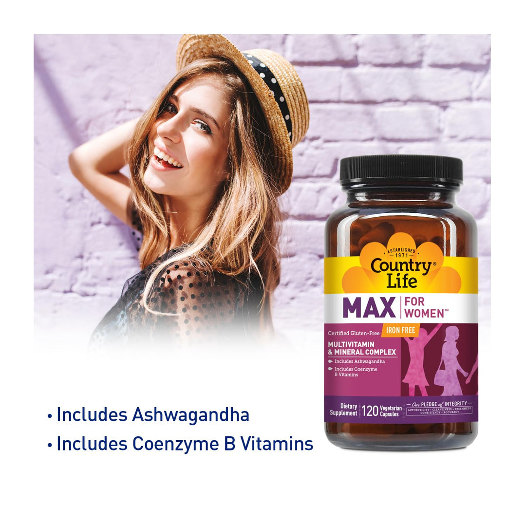 Max for Women - Multivitamin and Mineral Complex, Iron-free - 120 Vegan Capsules
