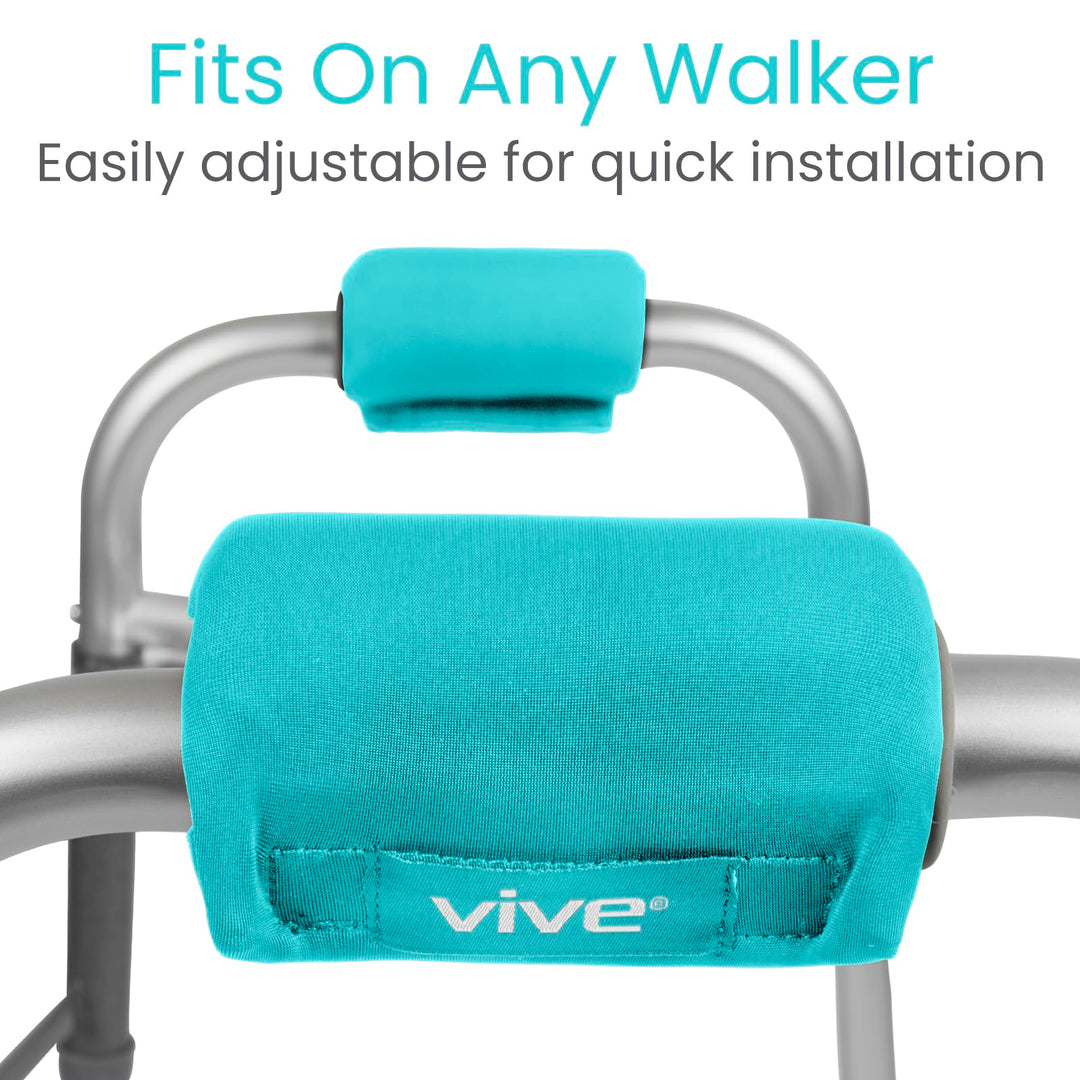 Walker Handle Cushions - Padded Hand Covers - Soft Padding Medical Accessories for Folding Rolling Wheelchair, Rollator Handle, Senior, Elderly Grippers - Foam Crutch Pads Grips - Mobility Aid (Teal)