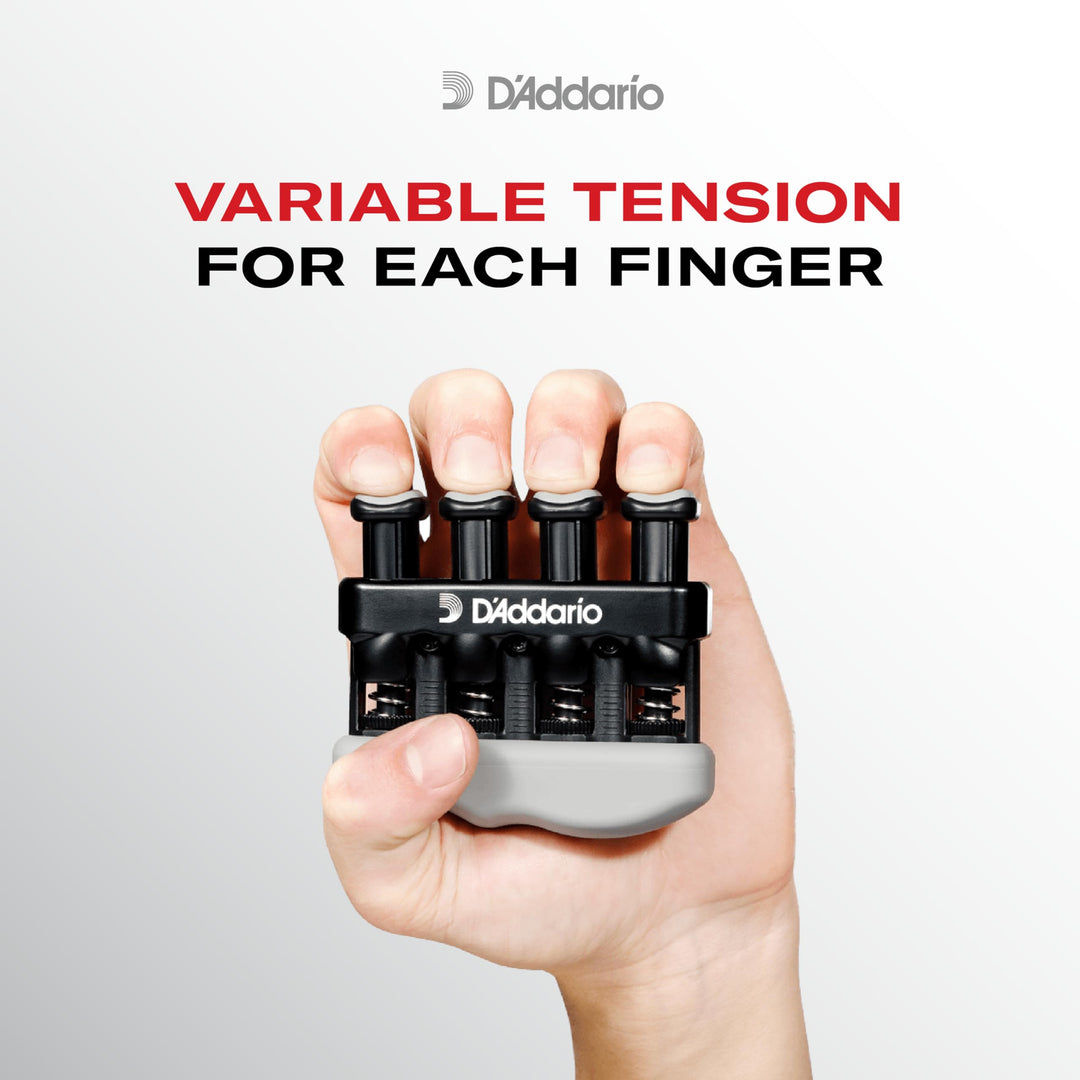 D'Addario Accessories Hand Exerciser–Improve Dexterity and Strength in Fingers, Hands, Forearms- Adjust Tension Per Finger– Simulated Strings Help Develop Calluses- Comfortable Conditioning