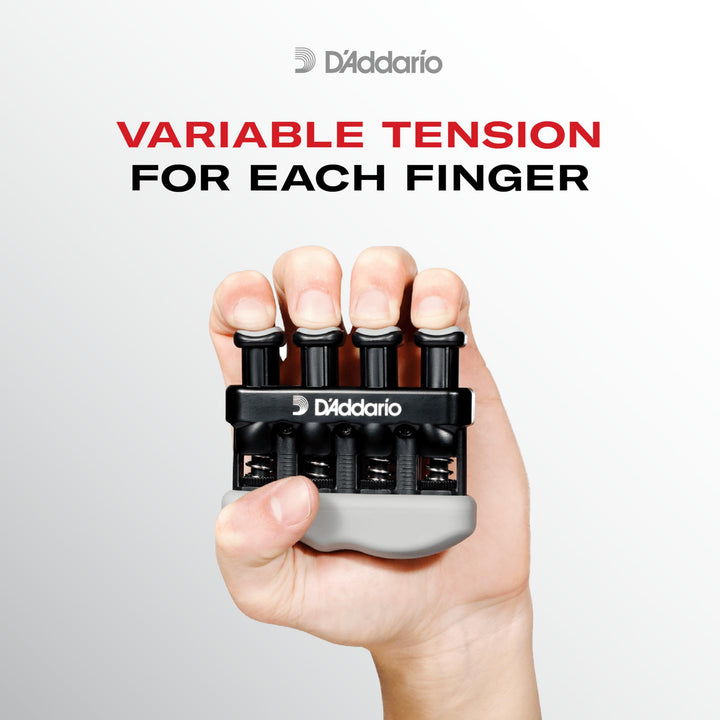 D'Addario Accessories Hand Exerciser–Improve Dexterity and Strength in Fingers, Hands, Forearms- Adjust Tension Per Finger– Simulated Strings Help Develop Calluses- Comfortable Conditioning