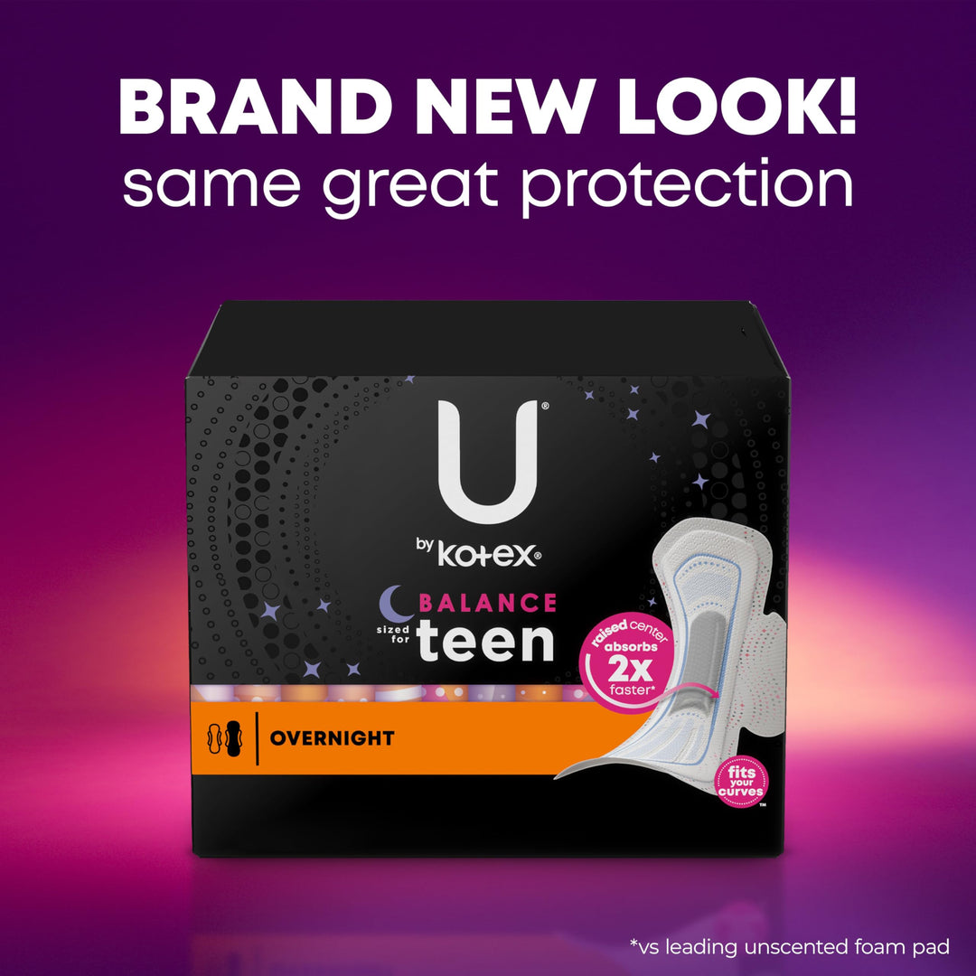 Balance Sized for Teens Ultra Thin Overnight Pads with Wings, 24 Count (Packaging May Vary)