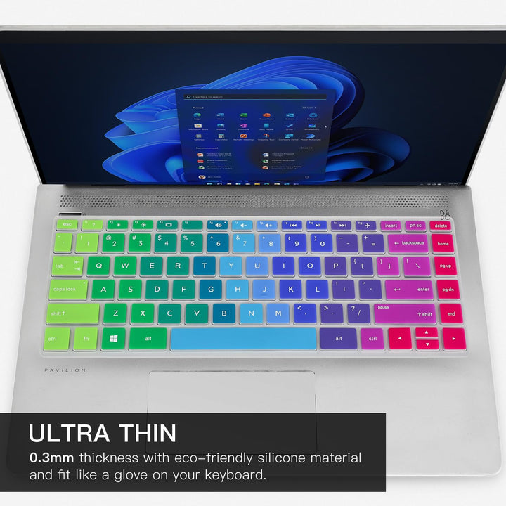 Keyboard Cover for HP Pavilion x360 14 Laptop 14-dq 14-fq 14-ba/bf/cm/ce/cf/df/dk 14t-dh200 14-dq0052dx 14-dq0762dx dq0760dx dq0703dx 14-dq5043cl 14-dq0070nr dq0060nr dq0030nr 14-fq0013dx, Rainbow