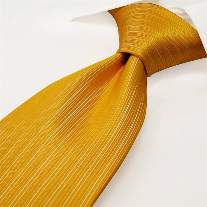 Executive Wardrobe Accessory, Handmade 100% Classic Silk Woven Solid Gold Men's Neck Tie, (3.4 Necktie) in gift box