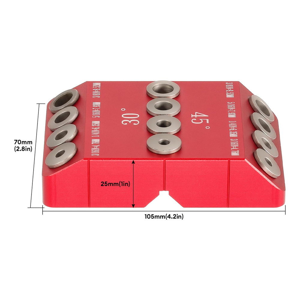 30 45 90 Degree Angle 4 Sizes Drill Hole Guide Jig for Angled and Straight Hole, Portable Deck Cable Railing Lag Screw Drilling Template Block For Horizontal Cable Wood Post,Stair Wire Handrail