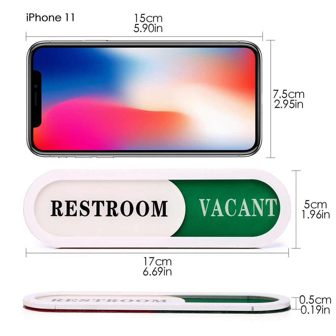 Vacant Occupied Sign(2 pack) for Home Office Hotles Hospital Restroom,Slider Door Sign (Tells Whether Room Vacant or Occupied), 6.7'' x 2''