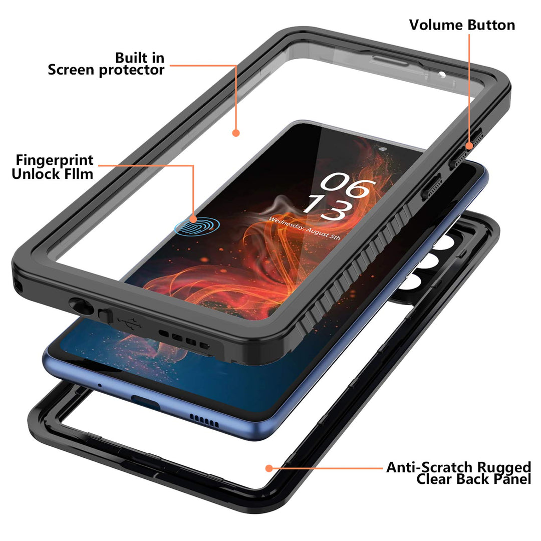 Waterproof Case for Samsung Galaxy S20 FE - Built-in Screen Protector, 360° Full Body Heavy Duty Protective Shockproof IP68 Underwater Case, Black