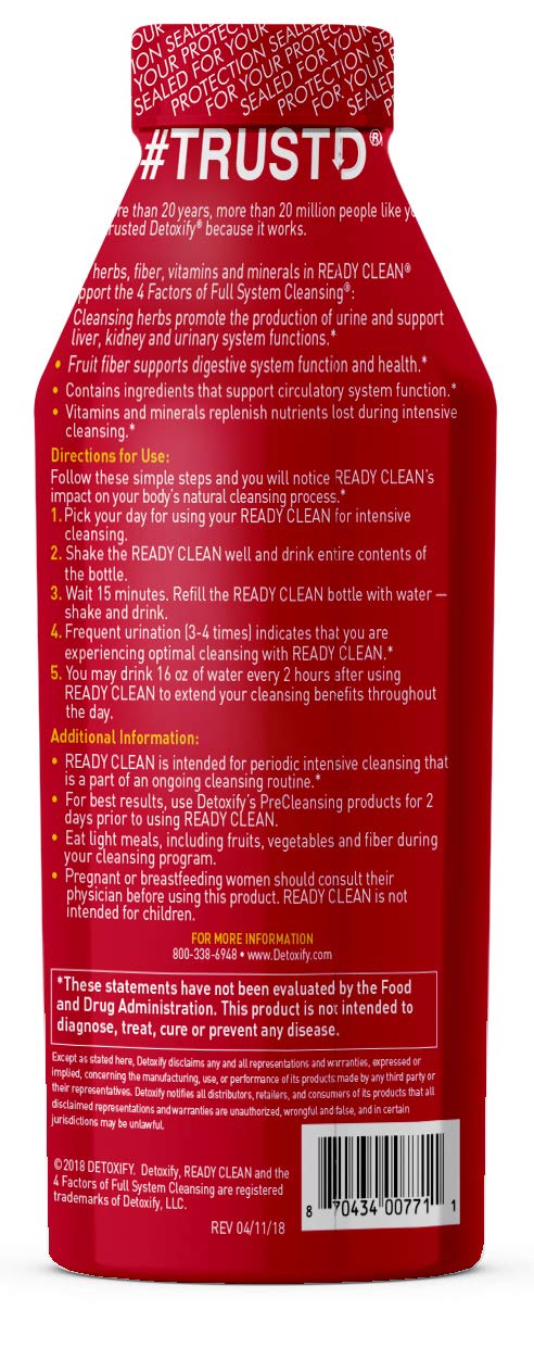 – Ready Clean Herbal Cleanse – Grape– 16 oz – Formulated Herbal Detox Drink – Milk Thistle Seed Extract & Burdock Root Extract – Plus Sticker