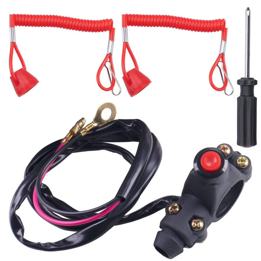 7/8 22mm Handlebar 2 Wire Tether Kill Switch Apply to Taotao 110cc 125cc Dirt Pit Bike ATV 4 Wheeler Quad Trail Bike