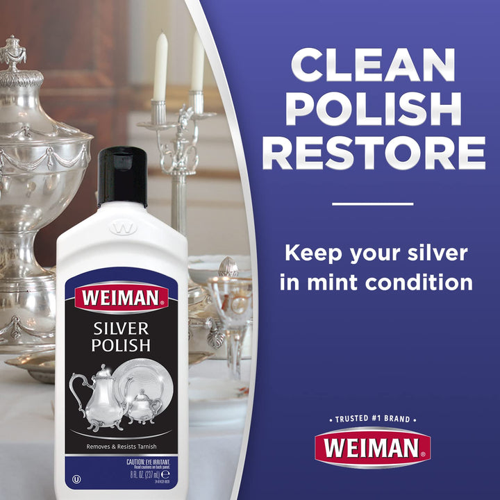 Silver Polish and Cleaner - 8 Ounce - Clean Shine and Polish Safe Protective Prevent Tarnish