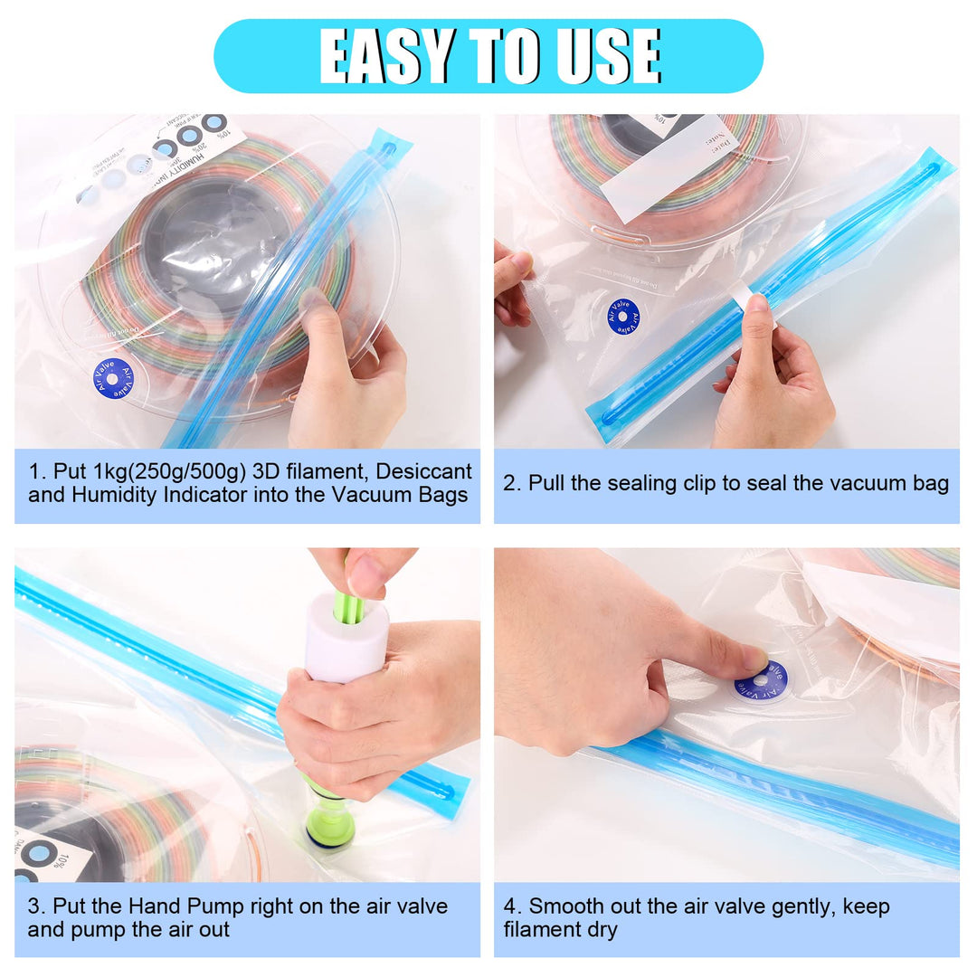 3D Printer Filament Storage Bag Vacuum with Two Sizes - 45 PCS Spool Storage Sealing 12 Bags Dust Proof Humidity Resistant for Keeping Filament Dry