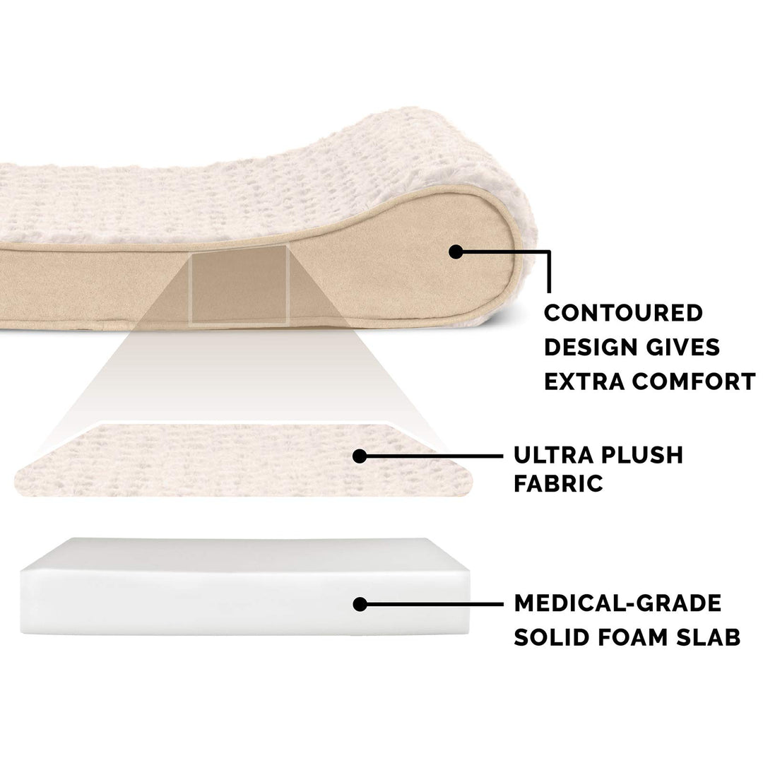 Orthopedic Dog Bed for Large Dogs w/ Removable Washable Cover, For Dogs Up to 75 lbs - Ultra Plush Faux Fur & Suede Luxe Lounger Contour Mattress - Cream, Jumbo/XL