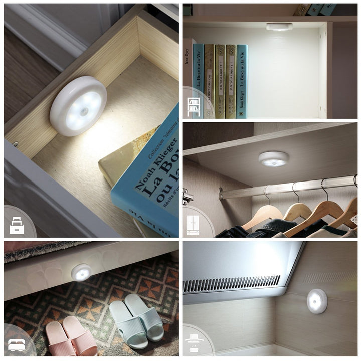(Upgraded Version) Motion Sensor Lights, Battery-Powered LED Night Lights, Stick-Anywhere Closet Lights Stair Lights, Wall Lights for Hallway, Bathroom, Bedroom, Kitchen etc. (White - Pack of 3)