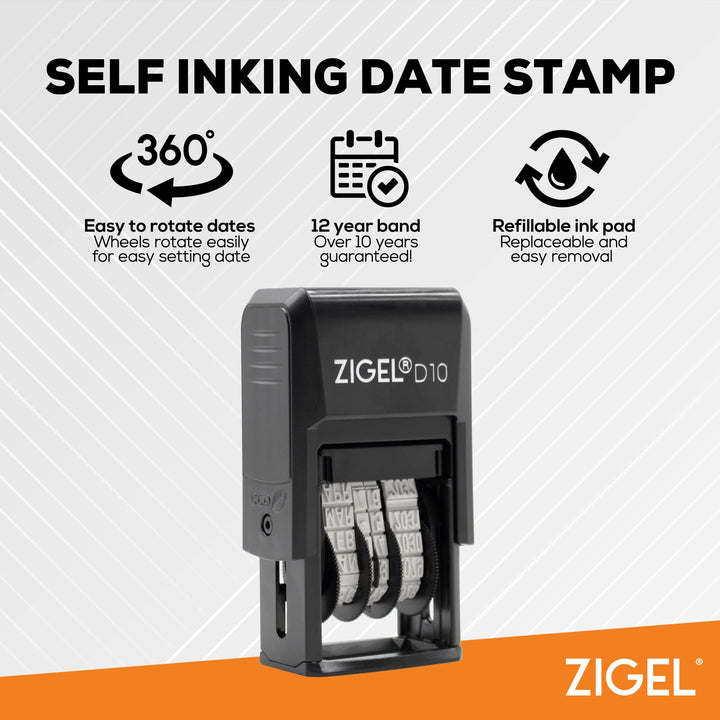 D10 Office Date Stamp - Self Inking Date Stamp - Blue
