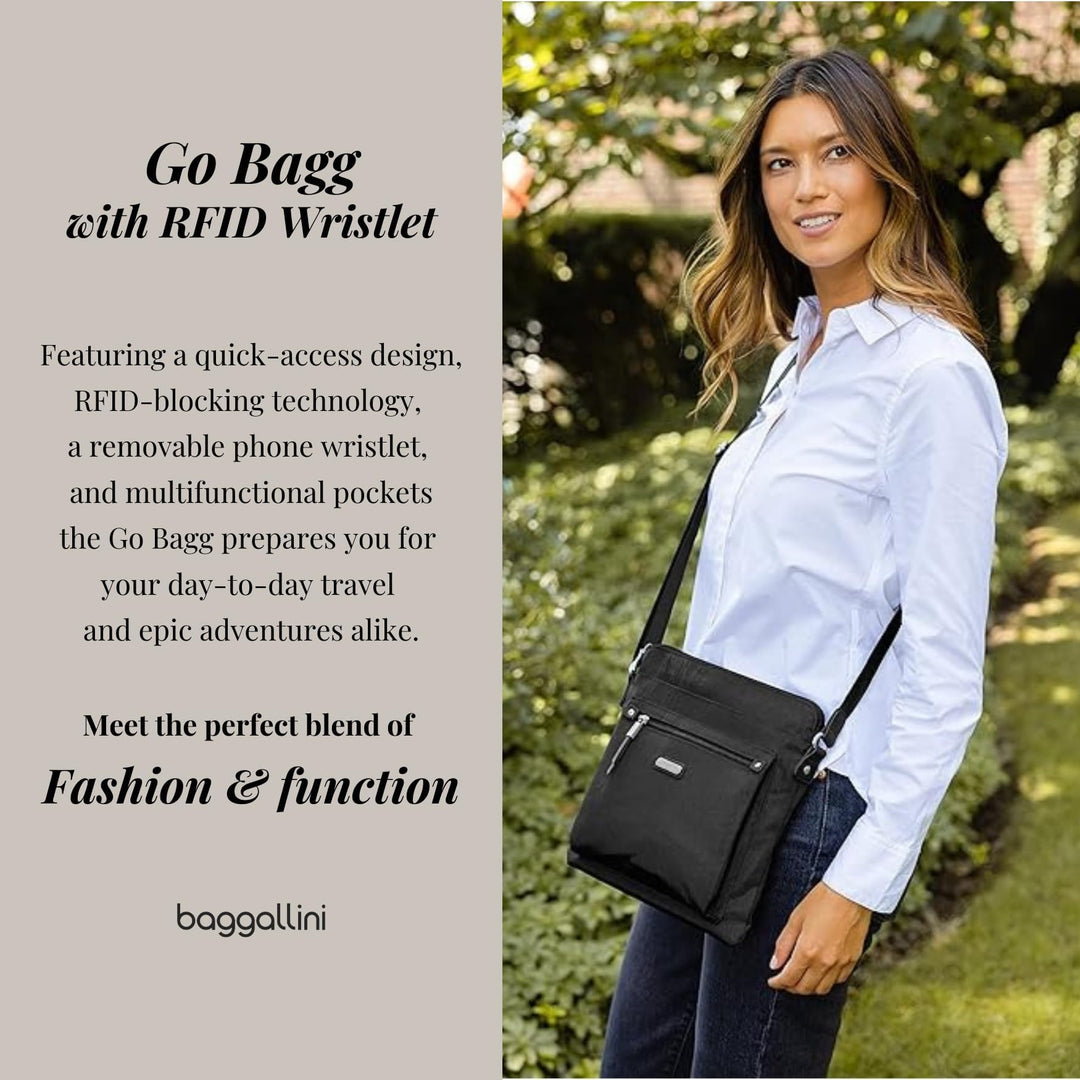 womens Go Bagg With Rfid Wristlet Handbags, Black, One Size US
