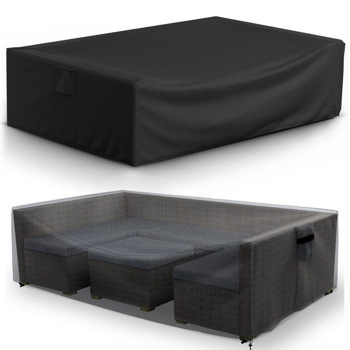 Patio Furniture Covers, Waterproof Outdoor Sectional Cover, 500D Heavy Duty Outdoor Furniture Cover, Rectangular Patio Covers for Outdoor Furniture Set, 126X64X28 -Black