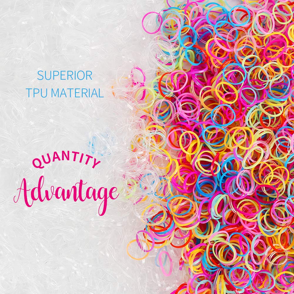 4000pcs Soft Elastic Hair Bands, 2000pcs Multi Color and 2000pcs Clear Hair Holder Hair Tie Elastic Rubber Bands for Baby Girls