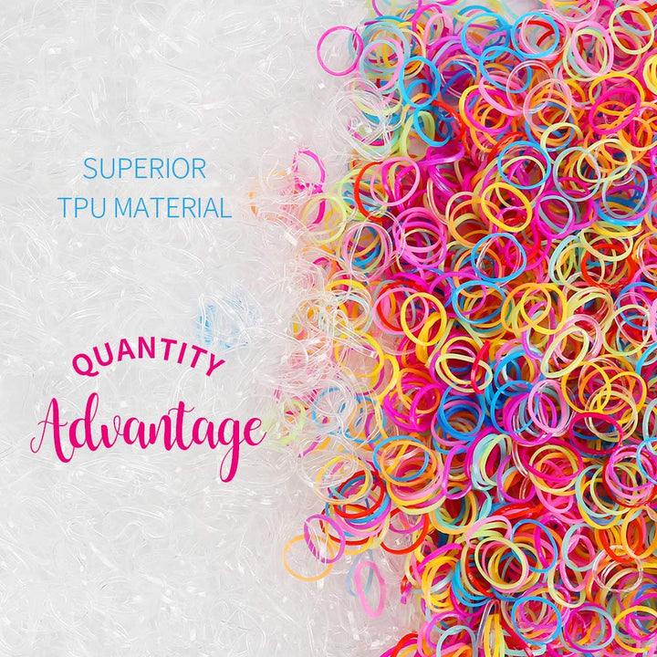 4000pcs Soft Elastic Hair Bands, 2000pcs Multi Color and 2000pcs Clear Hair Holder Hair Tie Elastic Rubber Bands for Baby Girls
