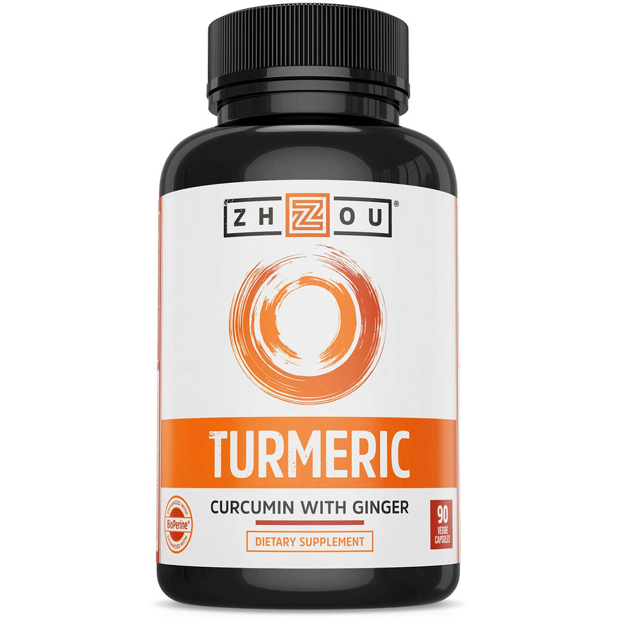 Zhou Turmeric Curcumin with Ginger - Turmeric and Ginger Supplement for Women & Men, Curcuminoids with Ginger Root & Black Pepper Extract for Digestion & Joint Health - 90 Veggie Capsules