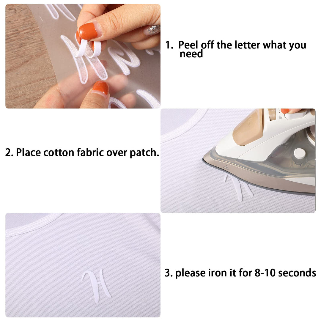 279 Pieces Graduation Iron on Letters 1.5 Inch A-Z Flock Letters Transfer Letters Letter Stickers Iron on Flocking Letters Alphabet for Graduation Cap Toppers(White)