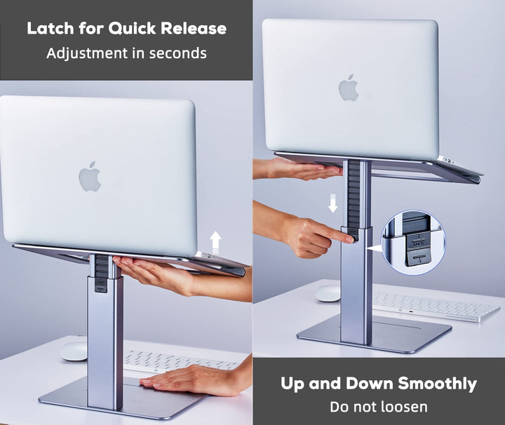 Adjustable Laptop Stand, Tall, Strong, Airflow, Suitable for 13.3-17.3 Inch Laptops, Lift Screen to Eye Level for Video Conferences