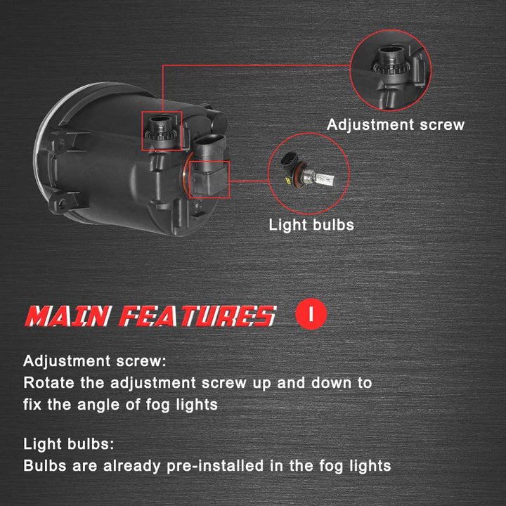 Driving Fog Lights Lamps Replacement for Toyota Camry 2007 2008 2009 with H11 12V 55W Halogen Bulbs & Universal Switch and Wiring Kit (Clear Lens)
