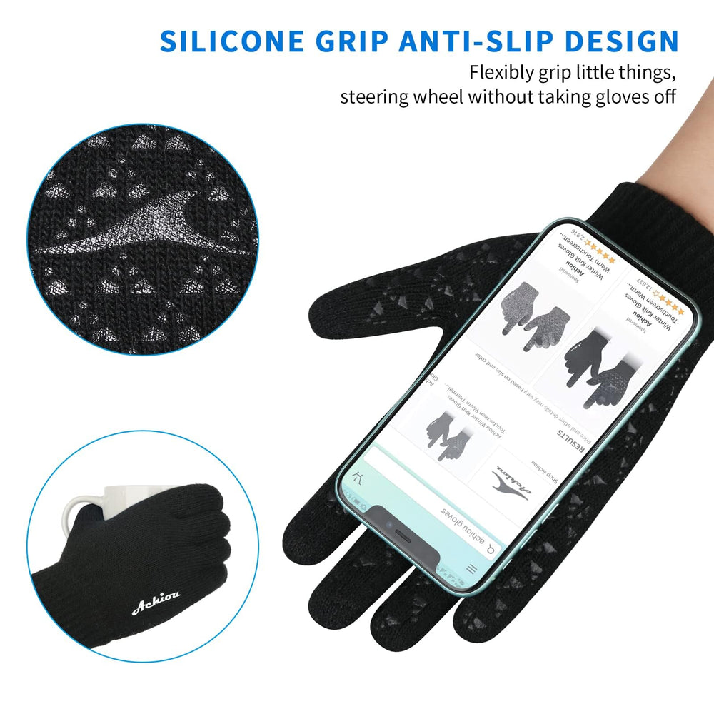 Winter Gloves, Gloves for Men Women, Upgraded Touch Screen Texting Warm Running Gloves with Thermal Soft Knit Lining