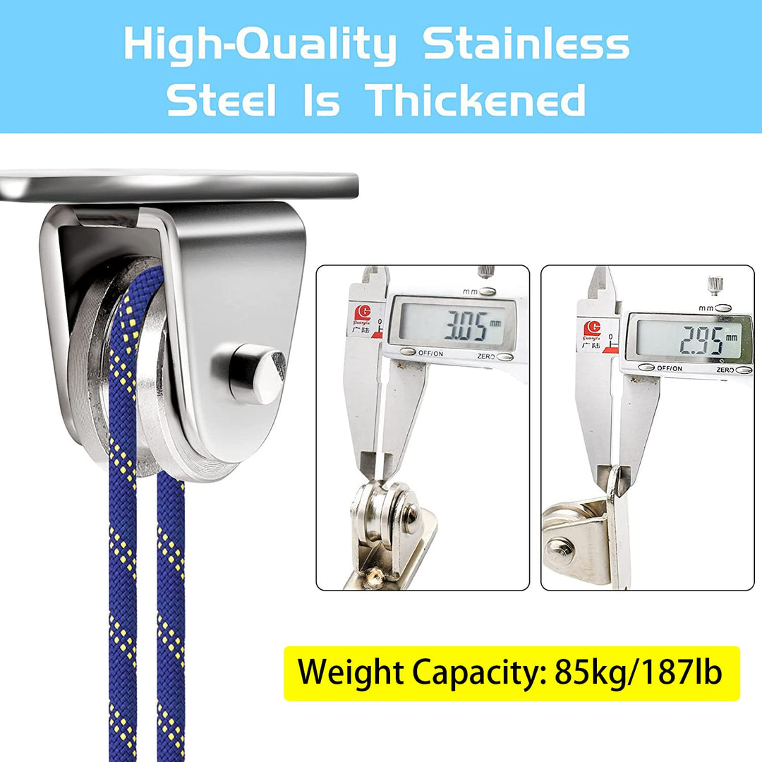 FSHIHINE Small Pulley Block 10 Pack Duplex Pulley Roller Smooth Wheel with Ball Bearings Loading 176 Lb Ceiling/Wall Mount Pulley Wheel for Wire Rope Cord Greenhouse Home DIY Project Pulleys