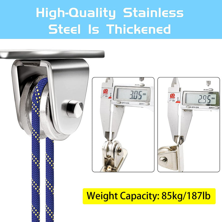 FSHIHINE Small Pulley Block 10 Pack Duplex Pulley Roller Smooth Wheel with Ball Bearings Loading 176 Lb Ceiling/Wall Mount Pulley Wheel for Wire Rope Cord Greenhouse Home DIY Project Pulleys