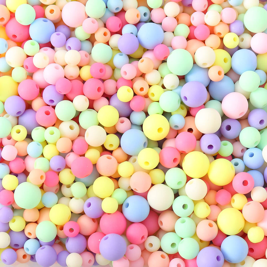 Color Beads Acrylic Round Beads Pastel Round Bead for DIY Necklace, Bracelet, Earring Jewelry Making (6mm-890pcs)