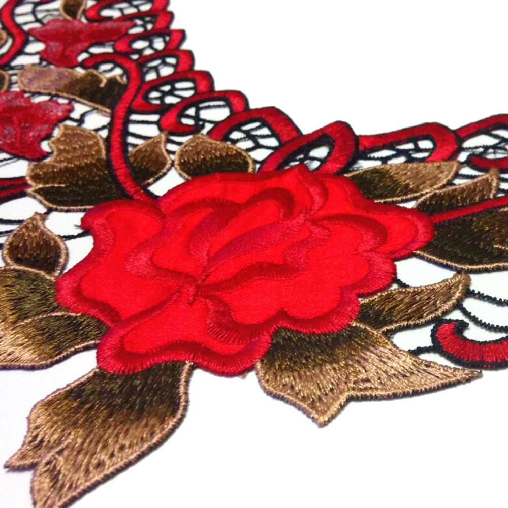 4 Pcs Neckline Applique Collar Patch Embroidered Floral Lace Neckline Patches Collar Fabric Trim Clothes Sewing Patch