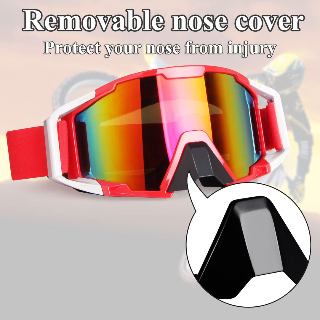 ATV Goggles Dirt Bike Goggles Motorcycle Motocross Goggles Wide Vision Glasses Bike Riding Goggles Ski Goggle UV400 Anti-Fog Scratch Windproof Dustproof for Men Women Youth Kids Colorful Lens