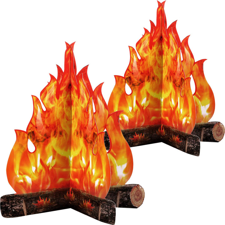 3D Decorative Cardboard Campfire Centerpiece Artificial Fire Fake Flame Paper Party Decorative Flame Torch (Gold Orange)