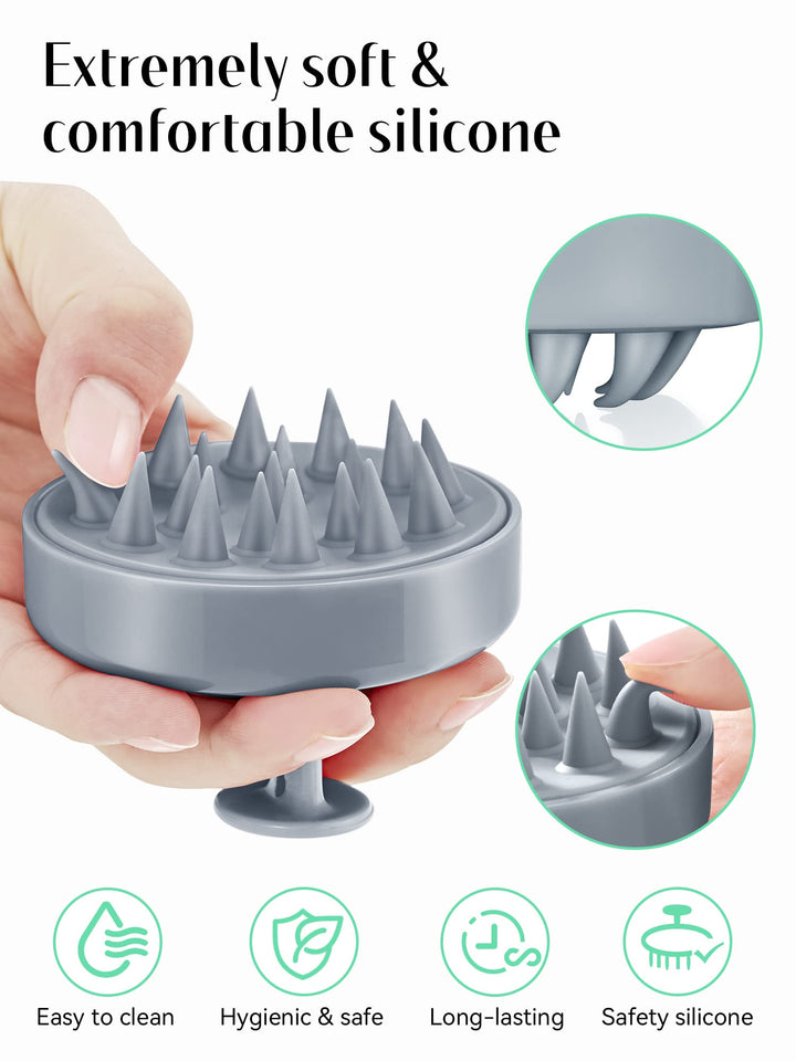 Hair Shampoo Brush, Scalp Care Hair Brush with Soft Silicone Scalp Massager (Sky Gray)