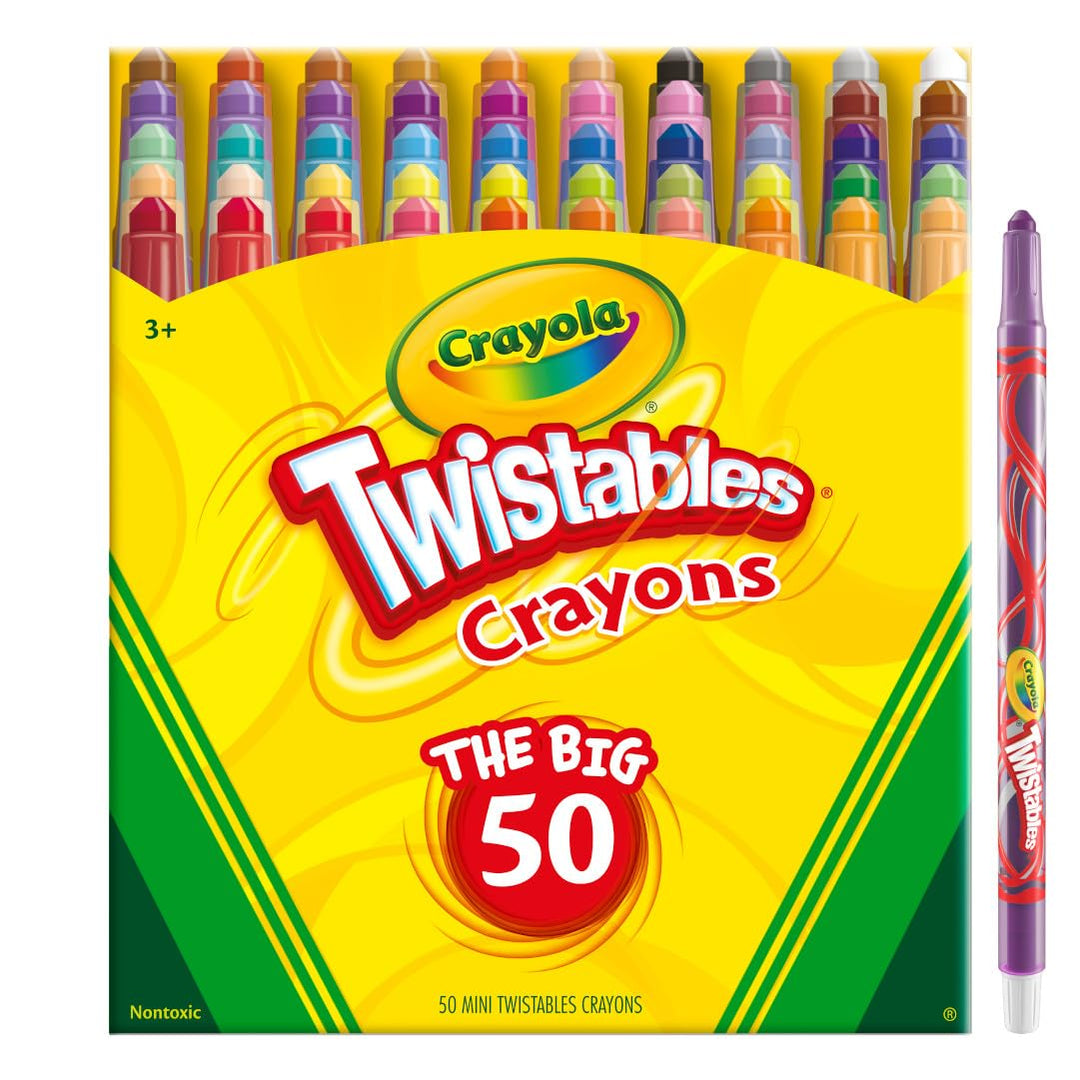 Mini Twistables Crayons (50ct), Crayons for Kids, Arts & Crafts Supplies, Toddler Crayons for Coloring Books, Stocking Stuffers