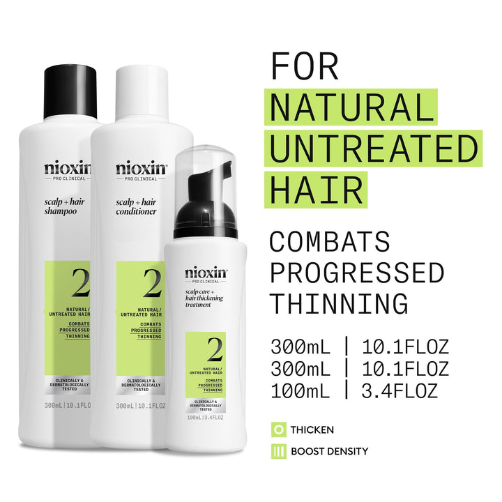Scalp + Hair Thickening System 2 - Hair Thickening System for Natural Hair with Progressed Thinning, Full Size (Packaging May Vary)