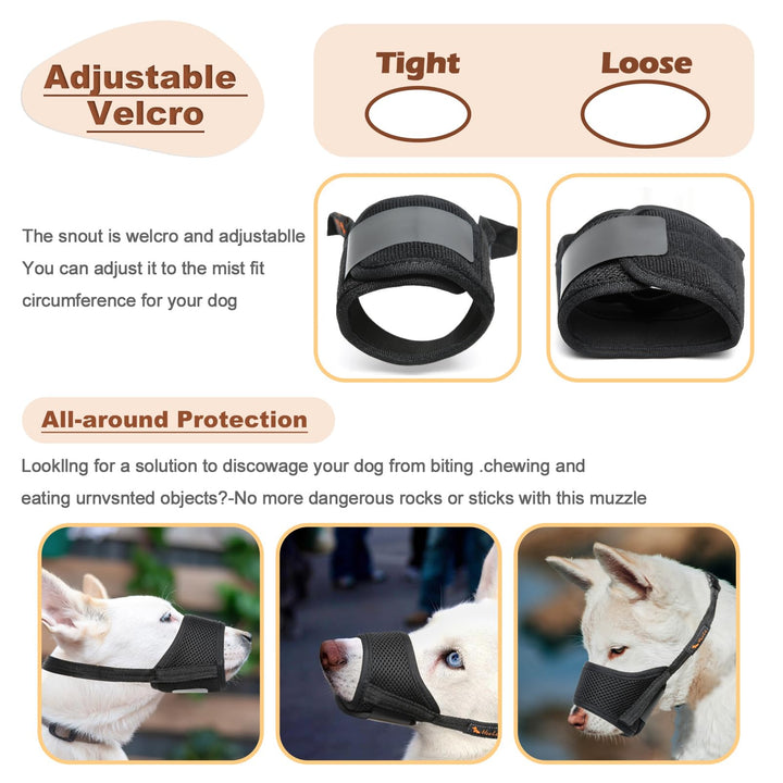 Dog Muzzle,Soft Nylon Muzzle Anti Biting Barking Chewing,Air Mesh Breathable Drinkable Adjustable Loop Pets Muzzle for Small Medium Large Dogs 4 Colors 4 Sizes XS