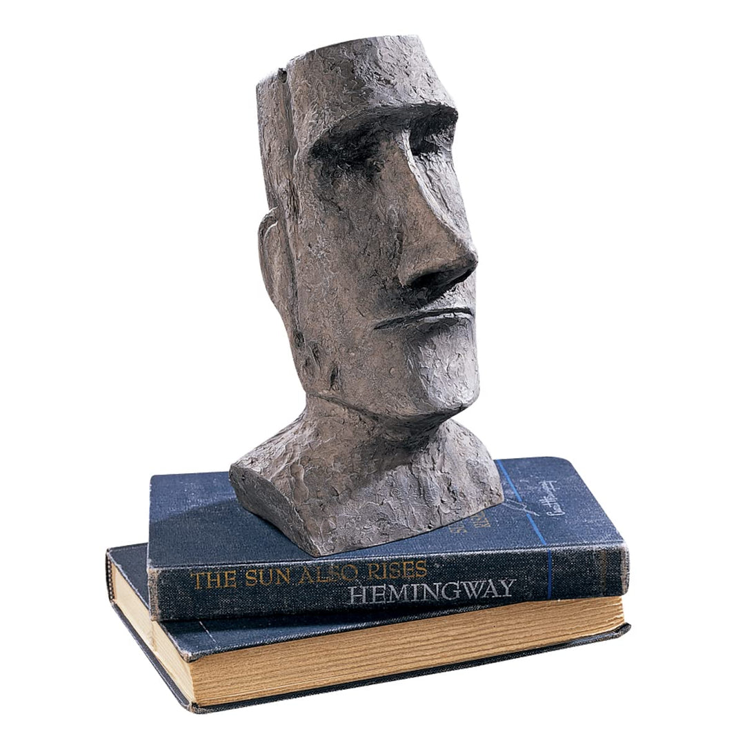 DB5111 Easter Island Ahu Akivi Moai Monolith Garden Statue, Desktop, 9 Inch, Polyresin, Grey Stone