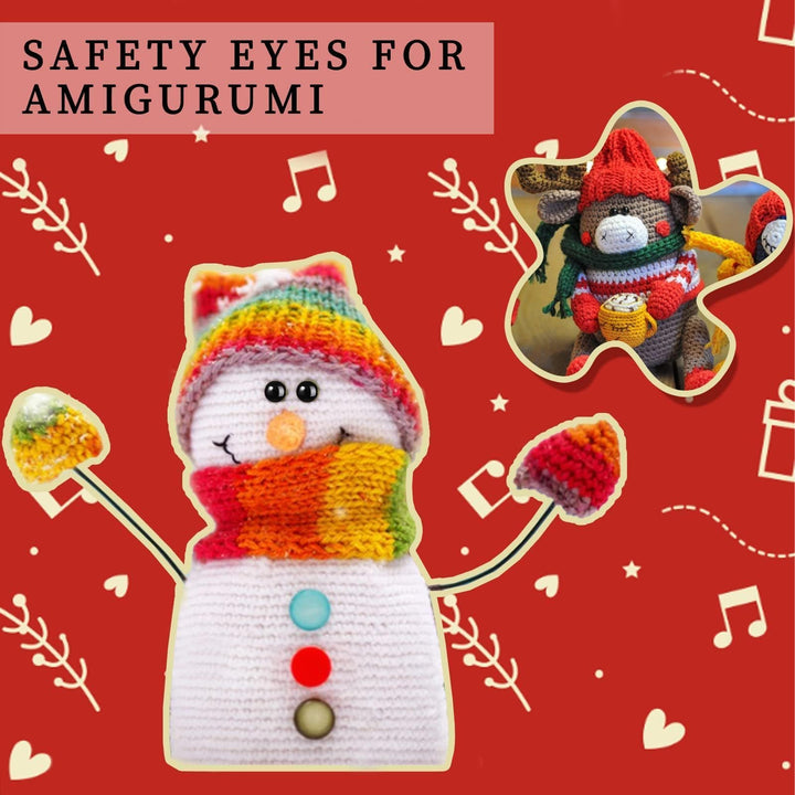 Safety Eyes 260PCS 6mm Plastic Black Craft Eyes with Washers Teddy Bear Eyes for Amigurumi Stuffed Animals Crochet Toys Crafts Making Halloween Decorations