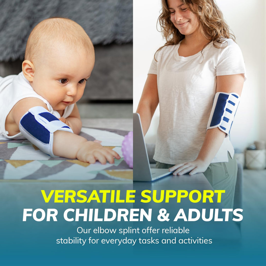 L : Adult Elbow Stabilizer Brace | Elbow Splint to Keep Arm Straight & Immobilized at Night, Prevent Inflammation and Help Injuries Heal (L)