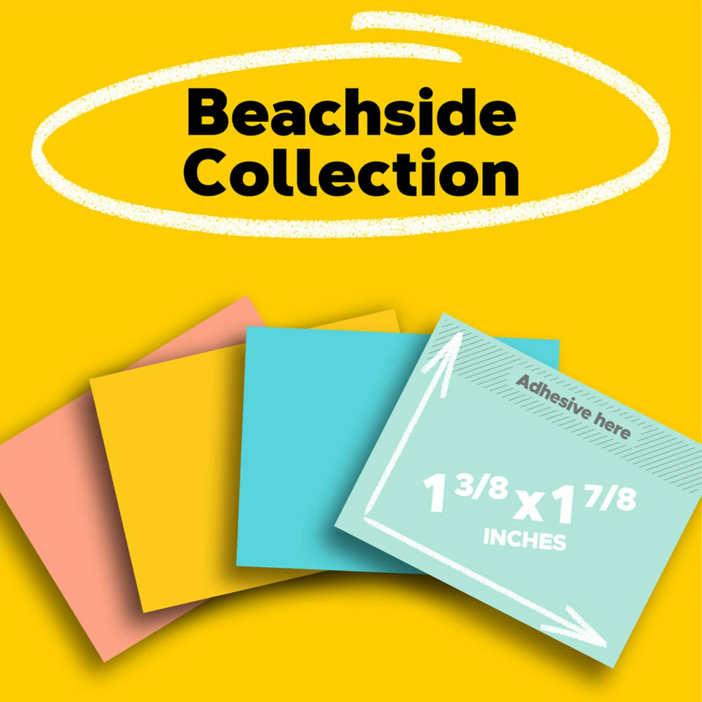 Notes, 1 3/8 in x 1 7/8 in, 24 Pads, America's #1 Favorite Sticky Notes, Beachside Café Collection, Pastel Colors, Clean Removal, Recyclable (654-14AU)