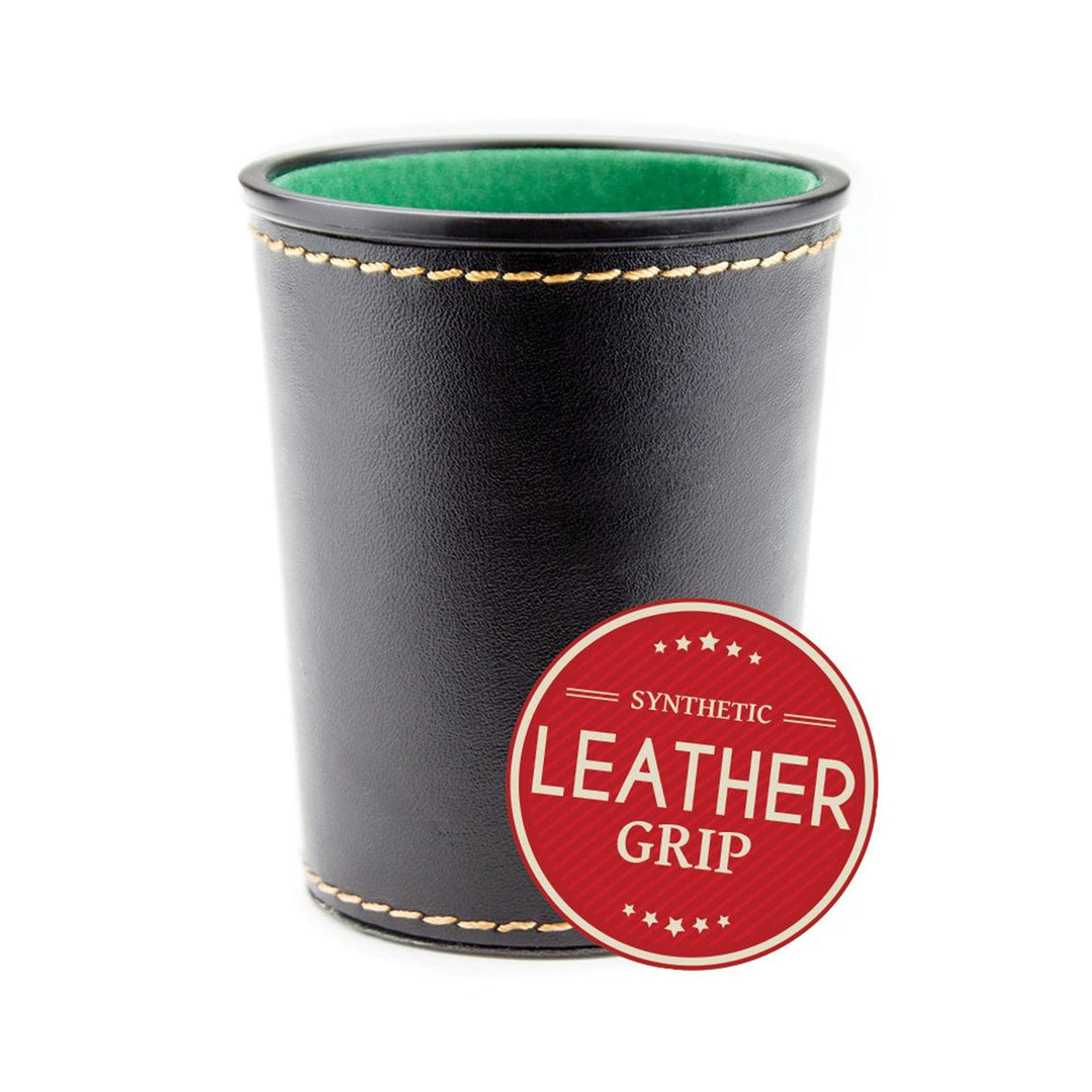 Felt-Lined Synthetic Leather Dice Cup 4x3x3 in