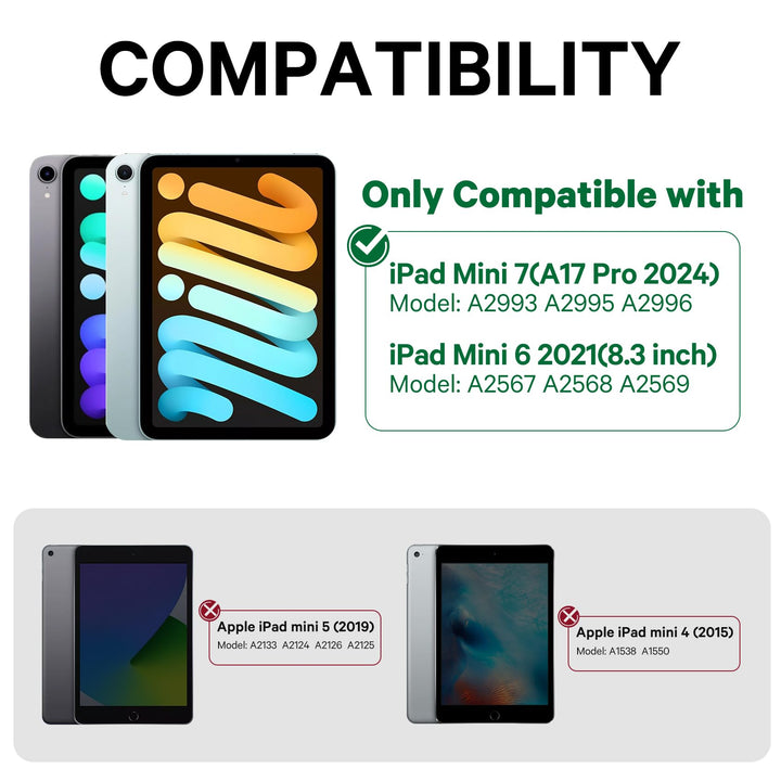 Keyboard case for iPad Mini 5/ Mini 4-360° Rotatable 180 Flip- 7 Colors Backlit - Wireless Smart Folio Auto Sleep/Wake Hard Cover fit for iPad Mini 5 2019(5th Gen)/ iPad Mini 4 2015, Black