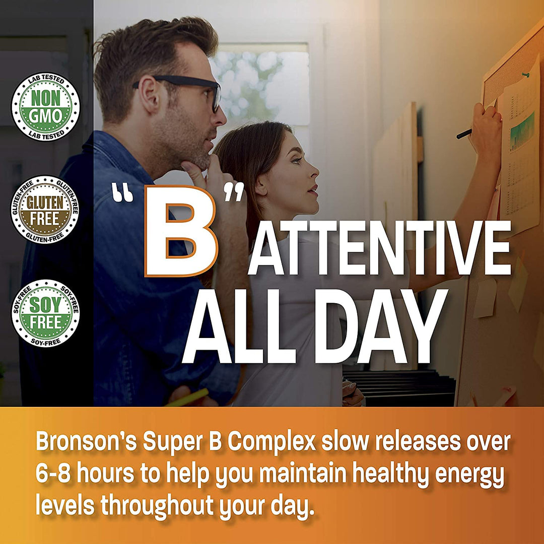 Super B Vitamin B Complex Sustained Slow Release (Vitamin B1, B2, B3, B6, B9 - Folic Acid, B12) Contains All B Vitamins 250 Tablets