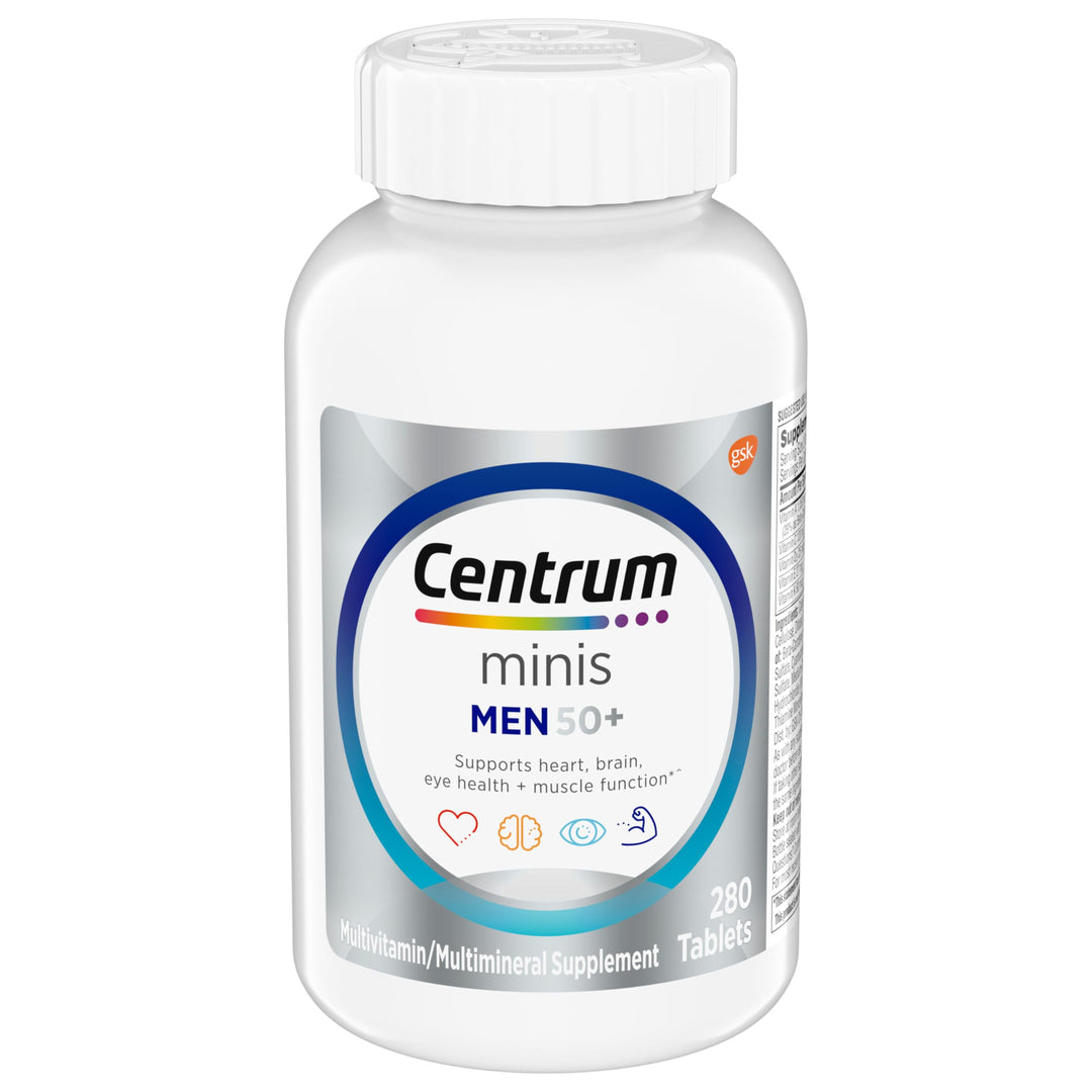 Minis Silver Multivitamin for Men 50 Plus, Multivitamin/Multimineral Supplement, Vitamin D3, B-Vitamins and Zinc, Non-GMO Ingredients, Supports Memory and Cognition in Older Adults - 280 Ct