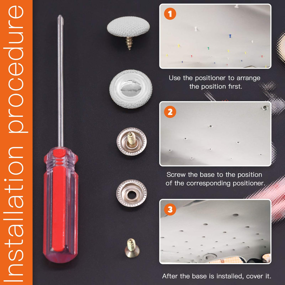 152 Pcs Headliner Repair Button Replacement Set with Roof Rivets Snap, Retaining Pin and Pushpins, Weatherstrip Interior Ceiling Cloth Fixing Screw Cap Roof Repair Buckle for All Cars (Gray)
