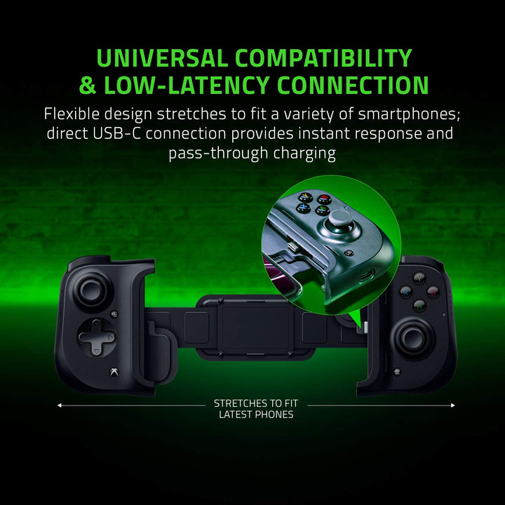 Kishi Mobile Game Controller / Gamepad for Xbox Android USB-C: Game Pass Ultimate, xCloud, Cloud Gaming - Passthrough Charging - Low Latency Phone Controller Grip - Samsung, Pixel, & more